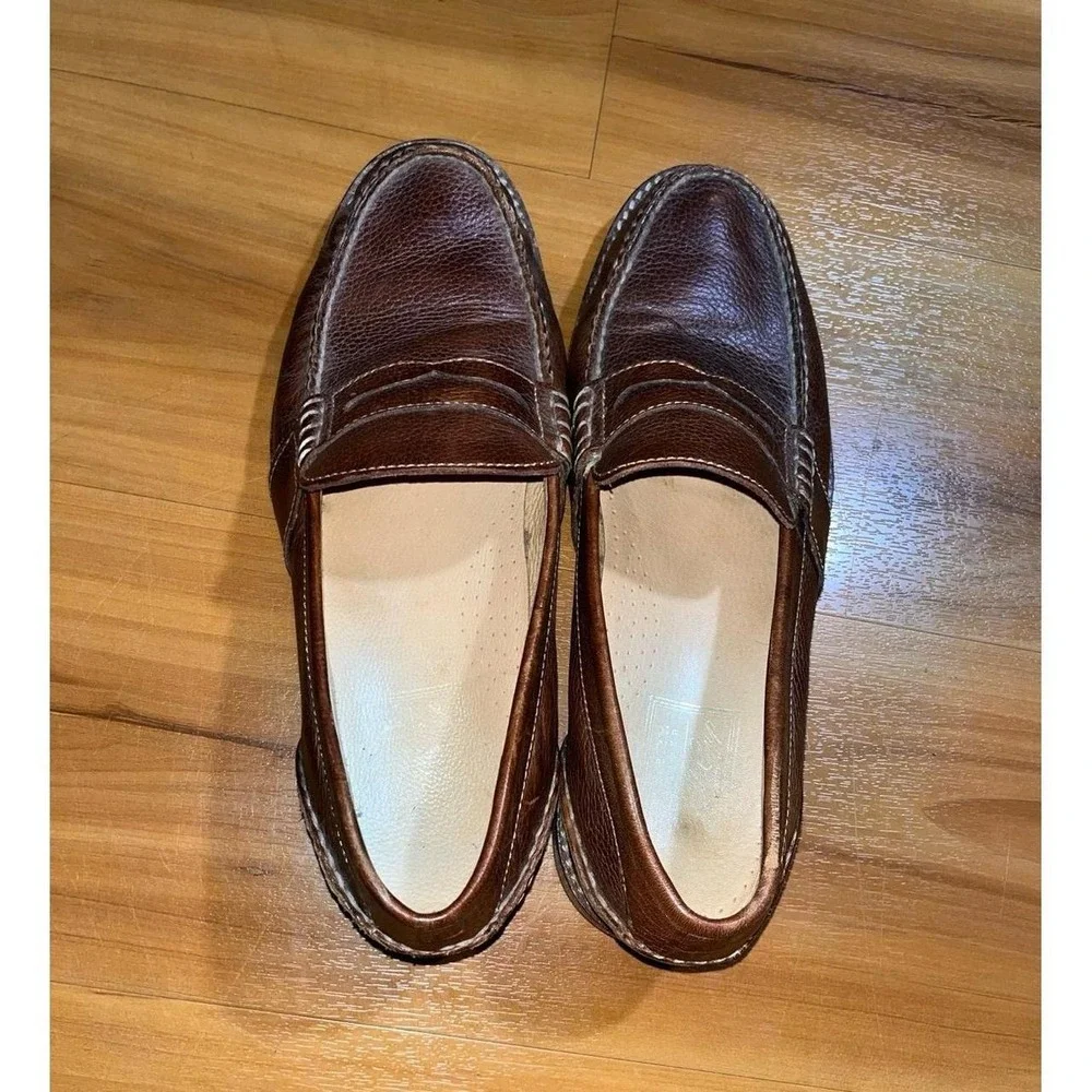 Mens Sperry Penny Brown Leather Business Casual Slip On Loafers Shoes